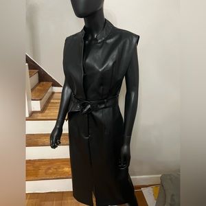 Midi black leather dress